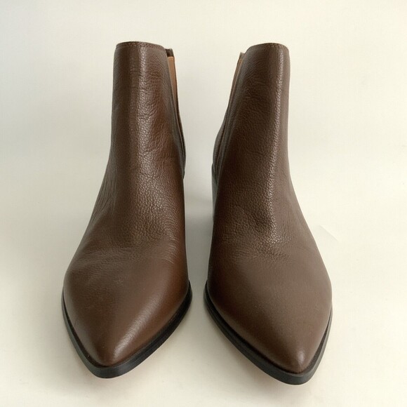 New Saks Fifth Avenue Leather Chelsea Point-toe Ankle Bootie Brown 10 - Picture 4 of 13